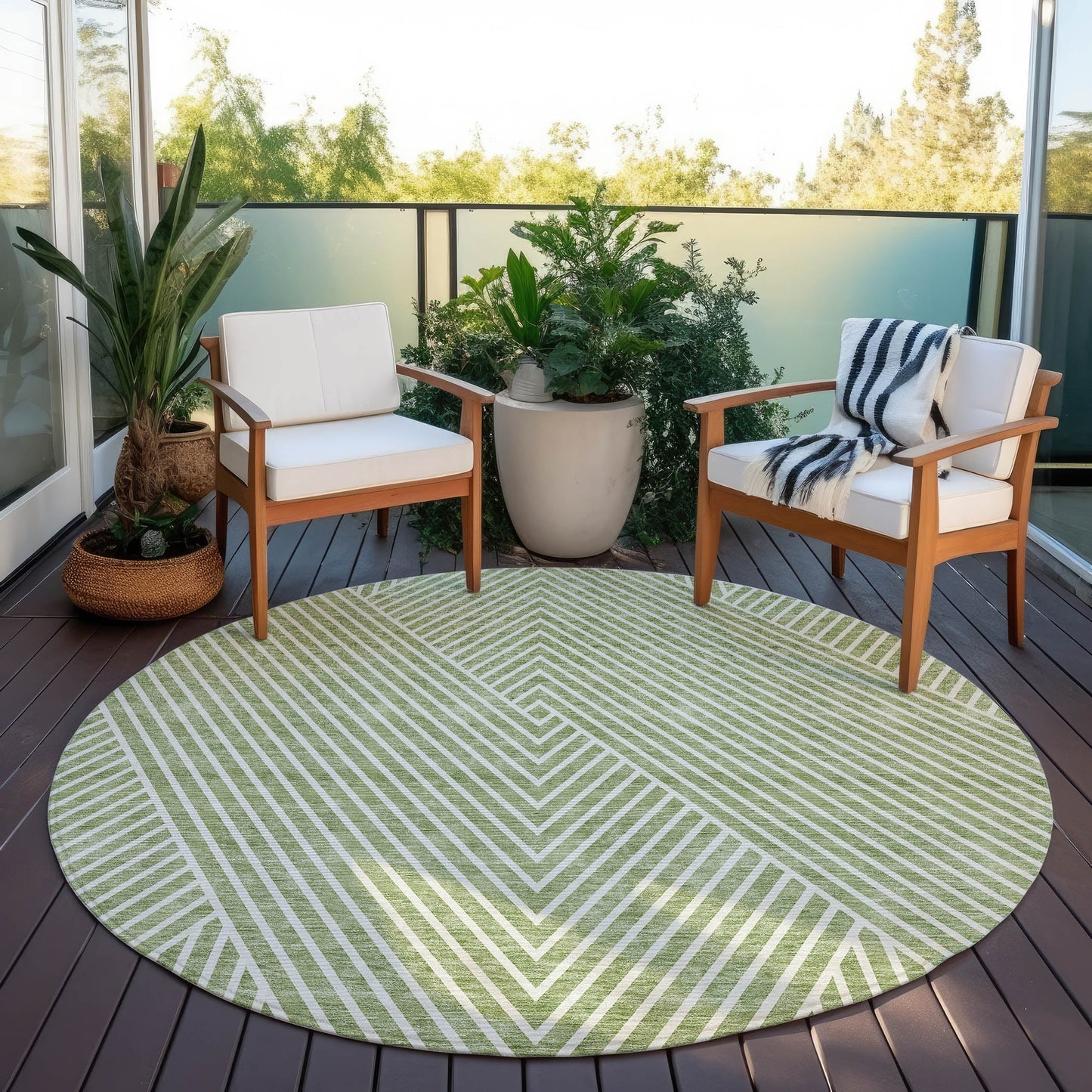 Tapis moderne Geo Chantille lavable en machine pour intérieur/extérieur