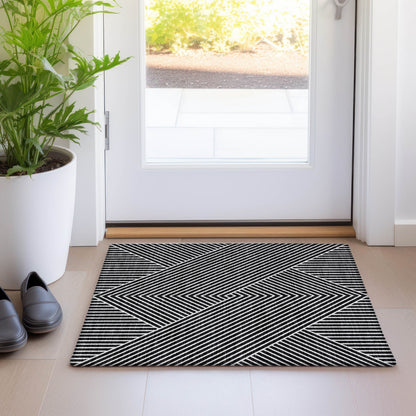 Tapis moderne Geo Chantille lavable en machine pour intérieur/extérieur