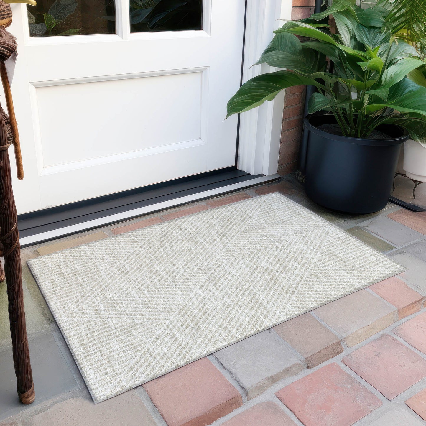 Tapis moderne Geo Chantille lavable en machine pour intérieur/extérieur
