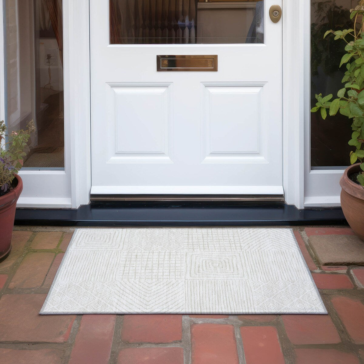 Tapis Chantille moderne en mosaïque lavable en machine pour intérieur/extérieur