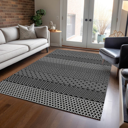 Tapis Chantille moderne à rayures lavable en machine pour intérieur/extérieur