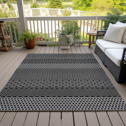 Tapis Chantille moderne à rayures lavable en machine pour intérieur/extérieur