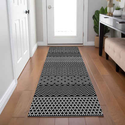 Tapis Chantille moderne à rayures lavable en machine pour intérieur/extérieur