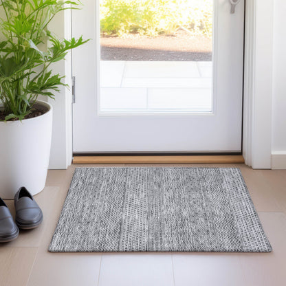 Tapis Chantille moderne à rayures lavable en machine pour intérieur/extérieur
