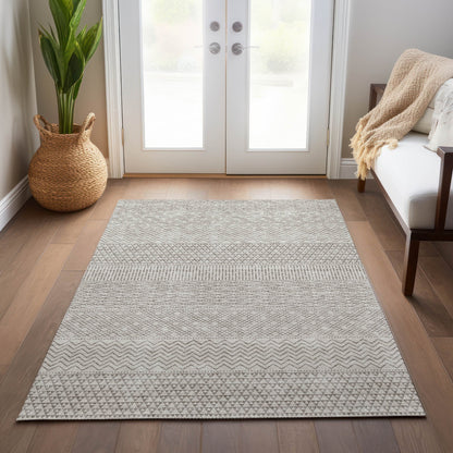 Tapis Chantille moderne à rayures lavable en machine pour intérieur/extérieur