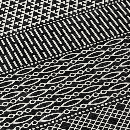 Tapis Chantille moderne à rayures lavable en machine pour intérieur/extérieur