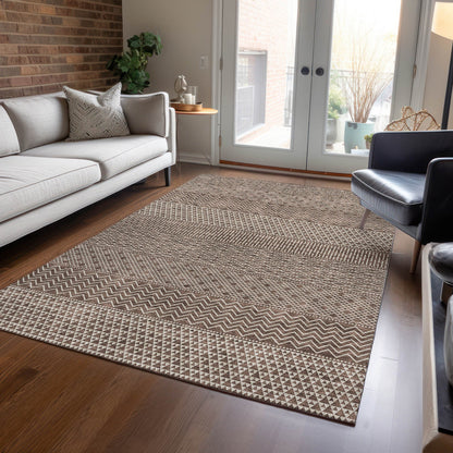 Tapis Chantille moderne à rayures lavable en machine pour intérieur/extérieur