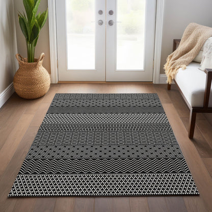 Tapis Chantille moderne à rayures lavable en machine pour intérieur/extérieur