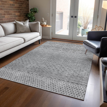 Tapis Chantille moderne à rayures lavable en machine pour intérieur/extérieur