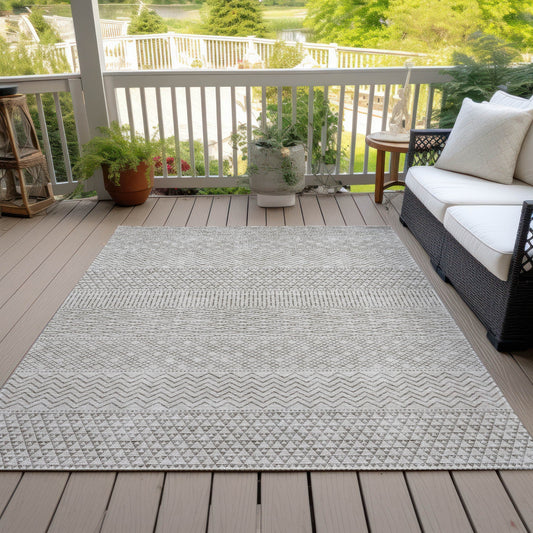 Tapis Chantille moderne à rayures lavable en machine pour intérieur/extérieur