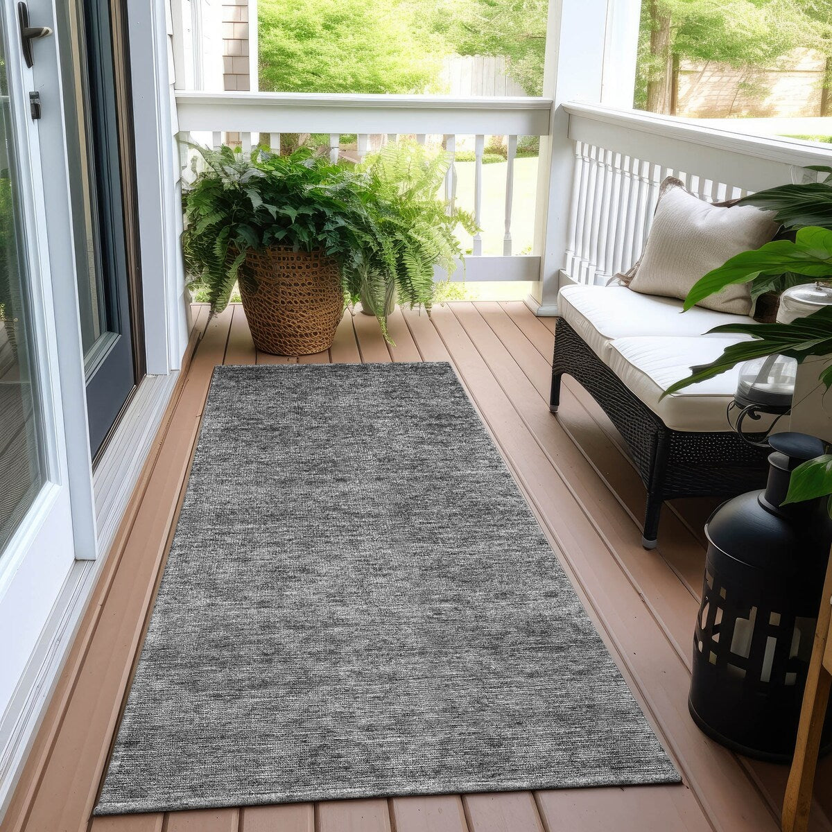 Tapis Chantille damassé ombré lavable en machine pour intérieur/extérieur
