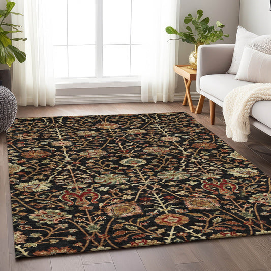 Tapis traditionnel Kashan Chantille lavable en machine pour intérieur/extérieur