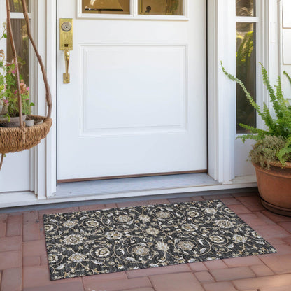 Tapis traditionnel Kashan Chantille lavable en machine pour intérieur/extérieur