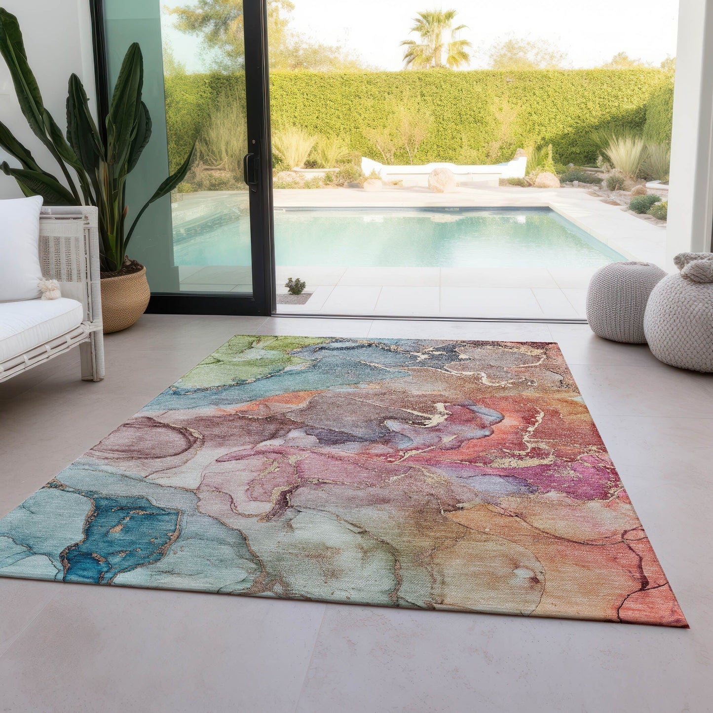 Tapis aquarelle Chantille lavable en machine pour intérieur/extérieur