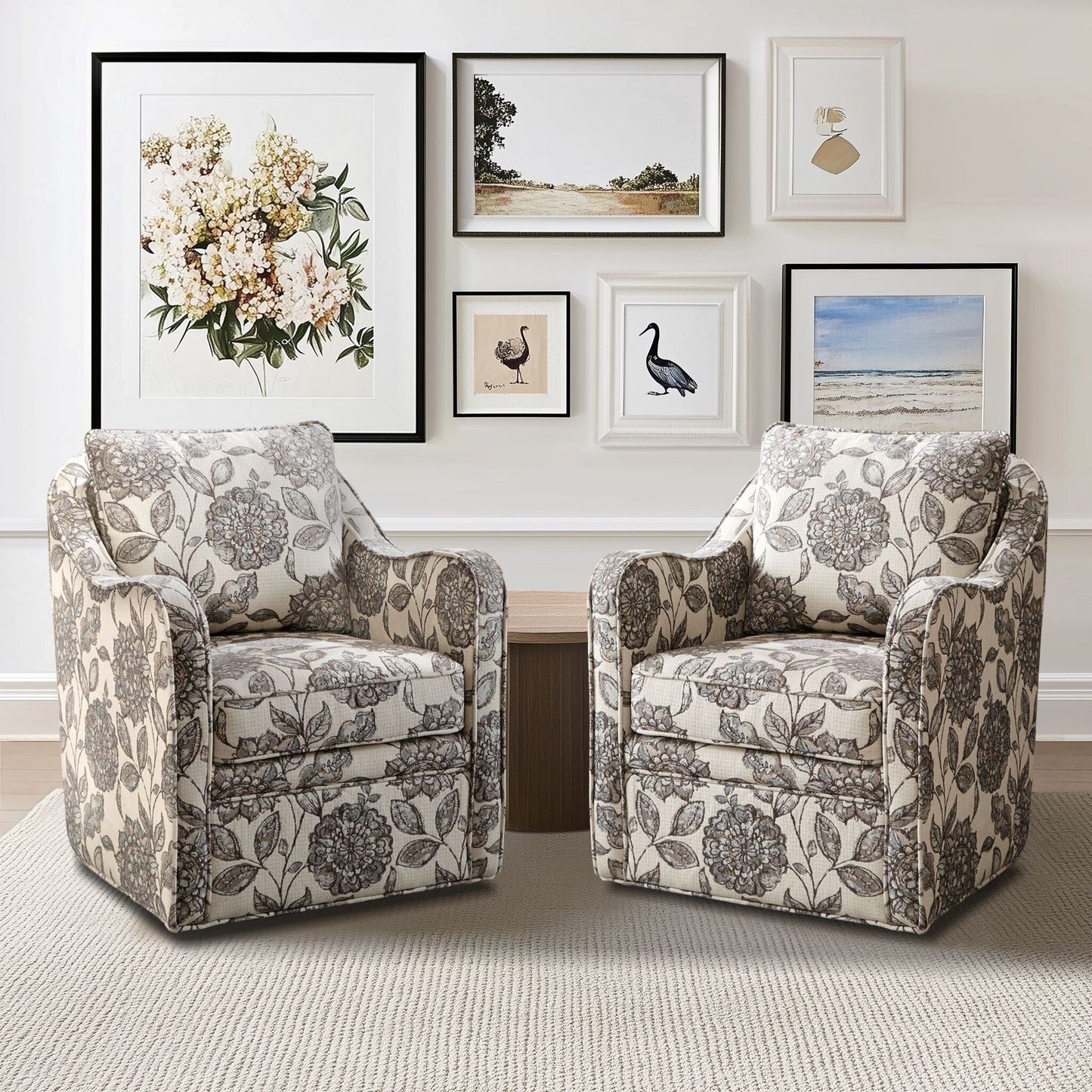 Madison Park Betty Upholstered Swivel Curved Armchair