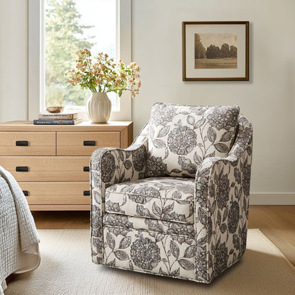 Madison Park Betty Upholstered Swivel Curved Armchair