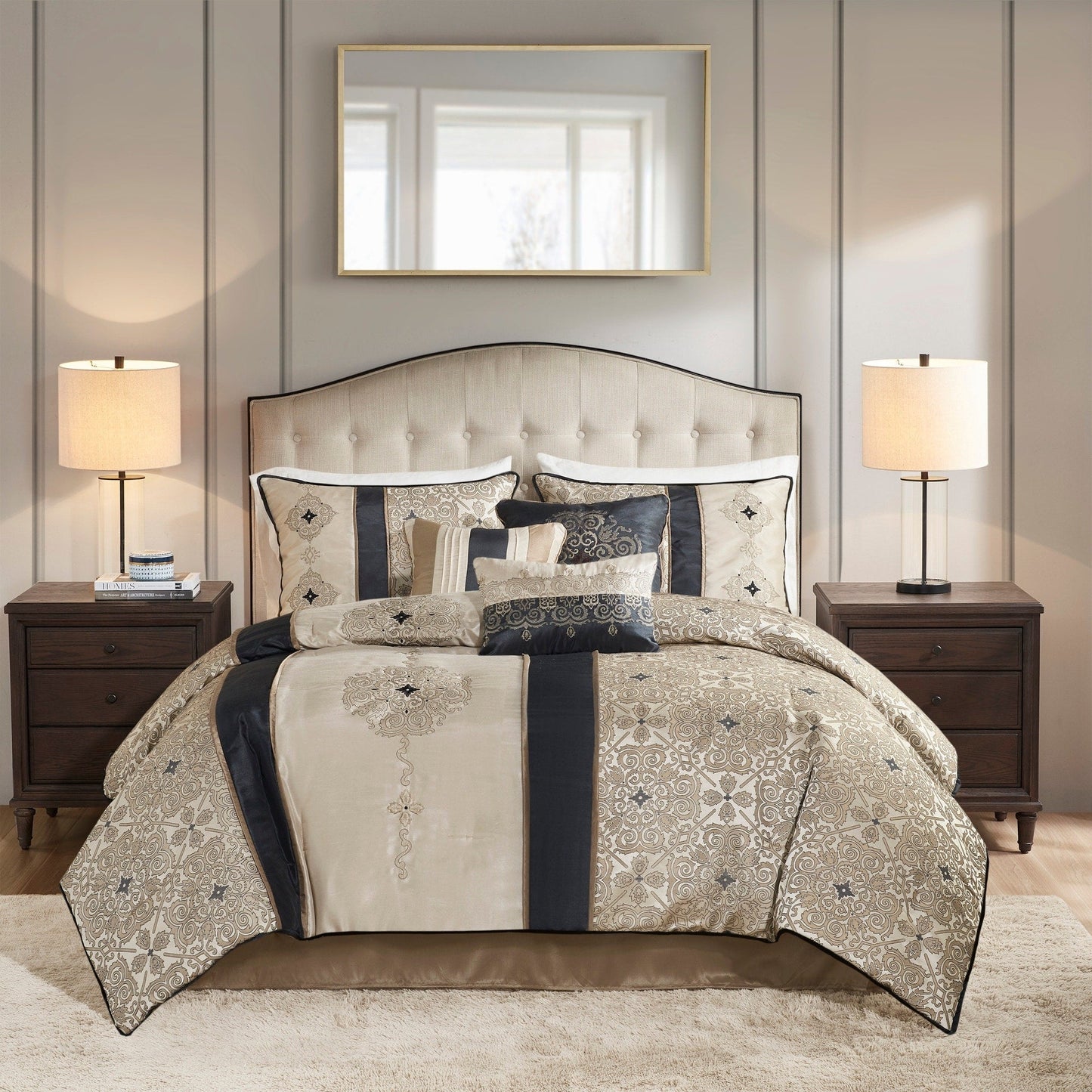 Madison Park Blaine Ensemble de couette jacquard 7 pièces avec coussins décoratifs