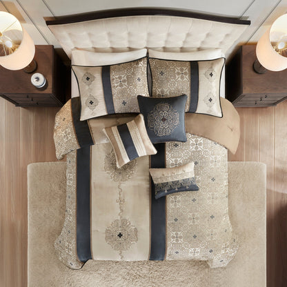Madison Park Blaine Ensemble de couette jacquard 7 pièces avec coussins décoratifs