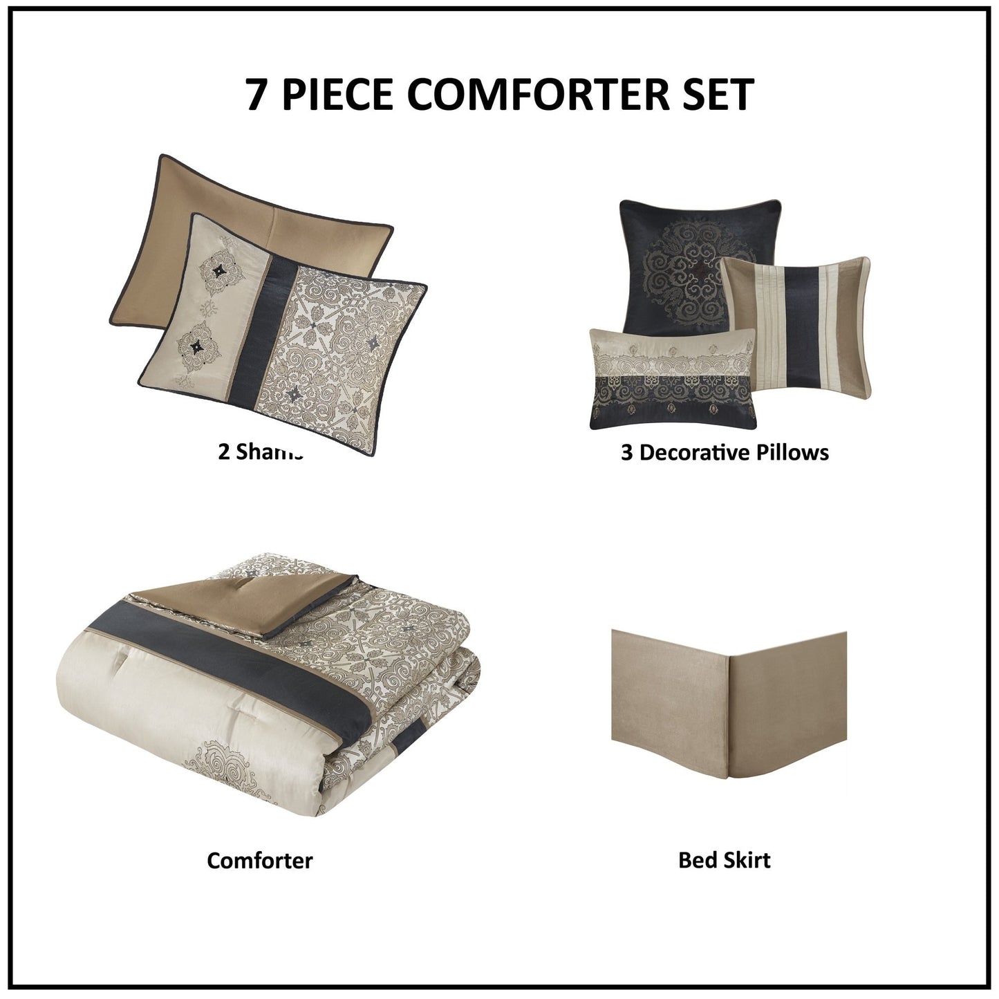 Madison Park Blaine Ensemble de couette jacquard 7 pièces avec coussins décoratifs