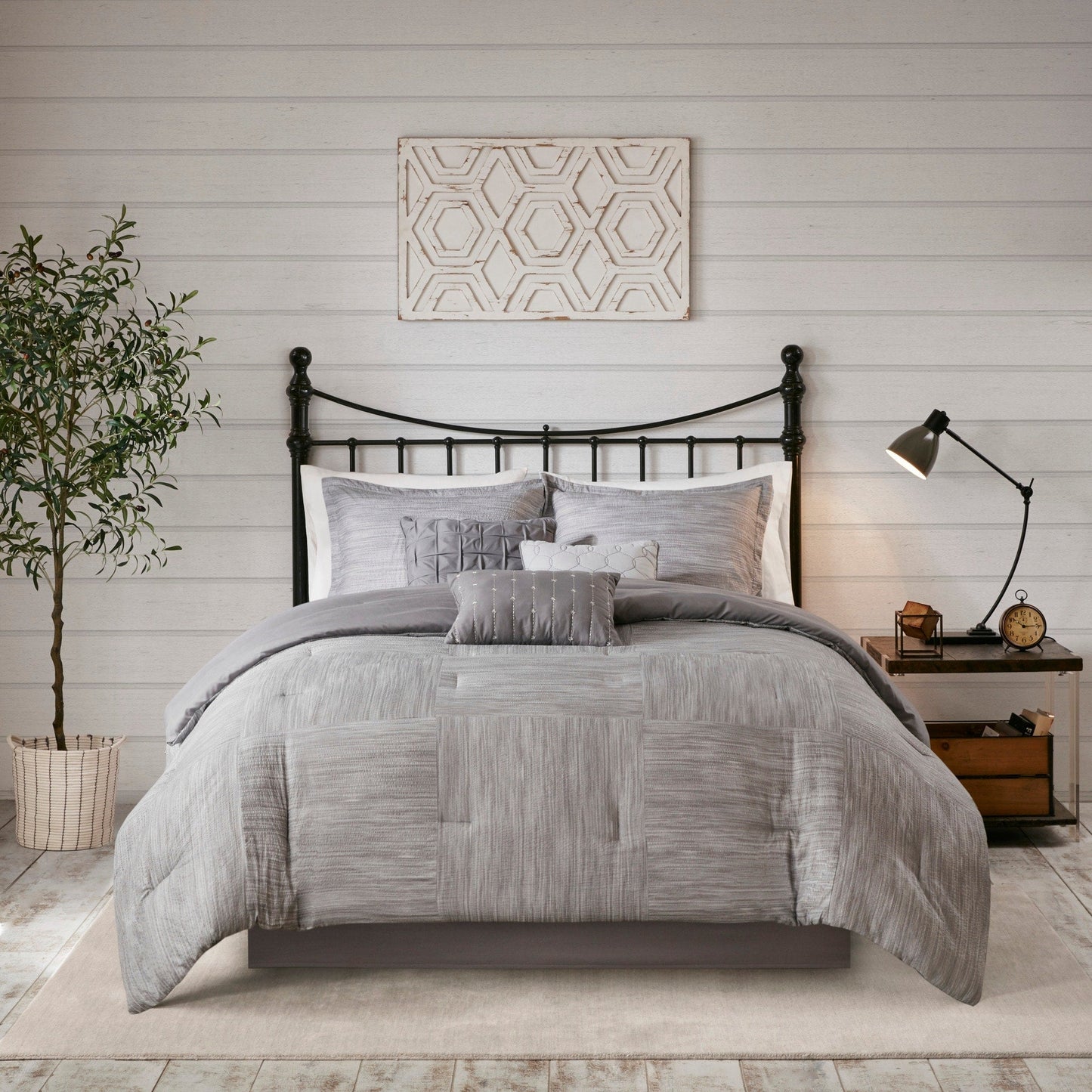 Ensemble de couette en seersucker imprimé Madison Park Clayton 7 pièces
