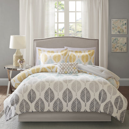 Madison Park Essentials Pelham Bay Parure de lit 9 pièces jaune/aqua avec draps en coton
