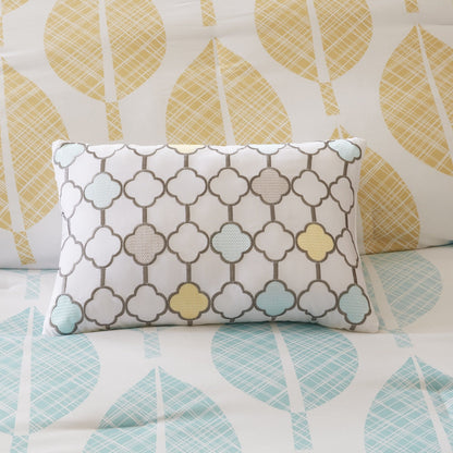 Madison Park Essentials Pelham Bay Parure de lit 9 pièces jaune/aqua avec draps en coton
