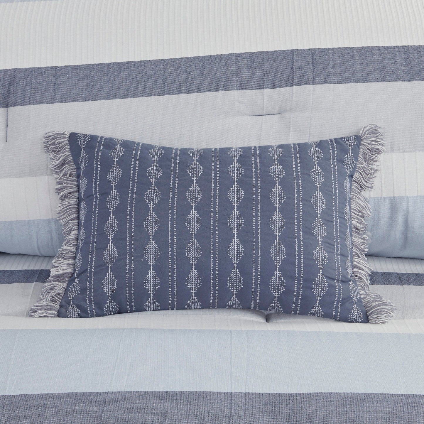 Parure de lit Madison Park Levi's bleu/naturel 5 pièces en jacquard