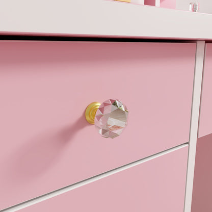 Coiffeuse avec éclairage LED, miroir et tabouret