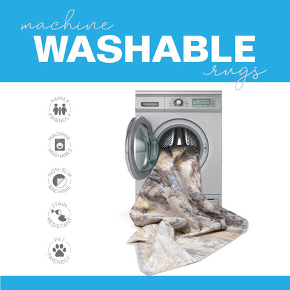 Tapis d'intérieur lavable abstrait gris/bleu de Vista Home Marissa