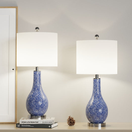 Ensemble de lampes de table en verre avec port USB (lot de 2)