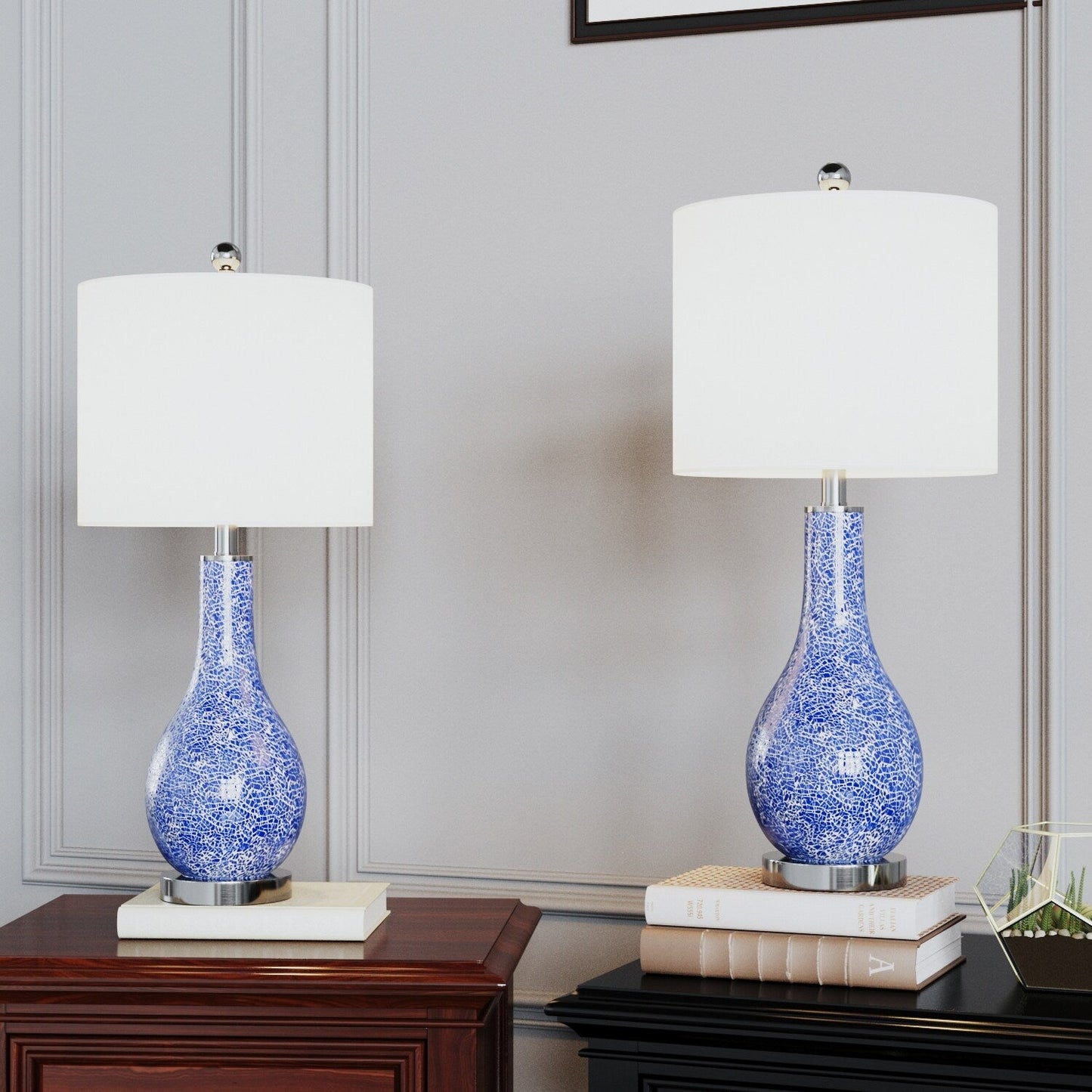 Ensemble de lampes de table en verre avec port USB (lot de 2)