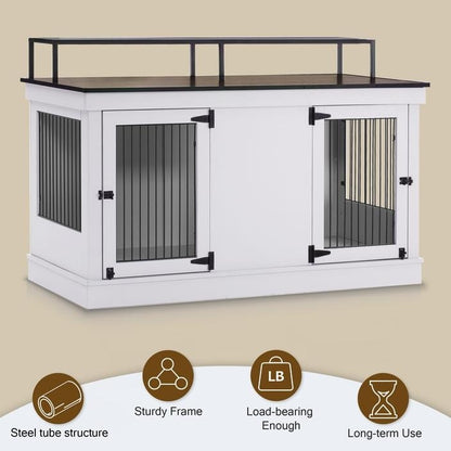 Meuble TV pour cage à chien Mcombo, grand format, niche en bois avec doubles portes, modèle 1861