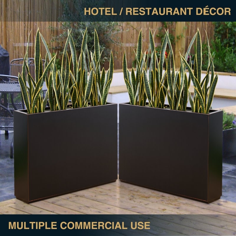 Jardinière métallique lourde pour plantes d'extérieur, 96 x 25 x 76 cm (L x l x H) de hauteur et de longueur, avec séparateur en métal - 96 x 76 x 25 cm