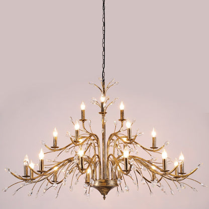 Lustre en cristal style bougie style rétro avec branches d'arbres