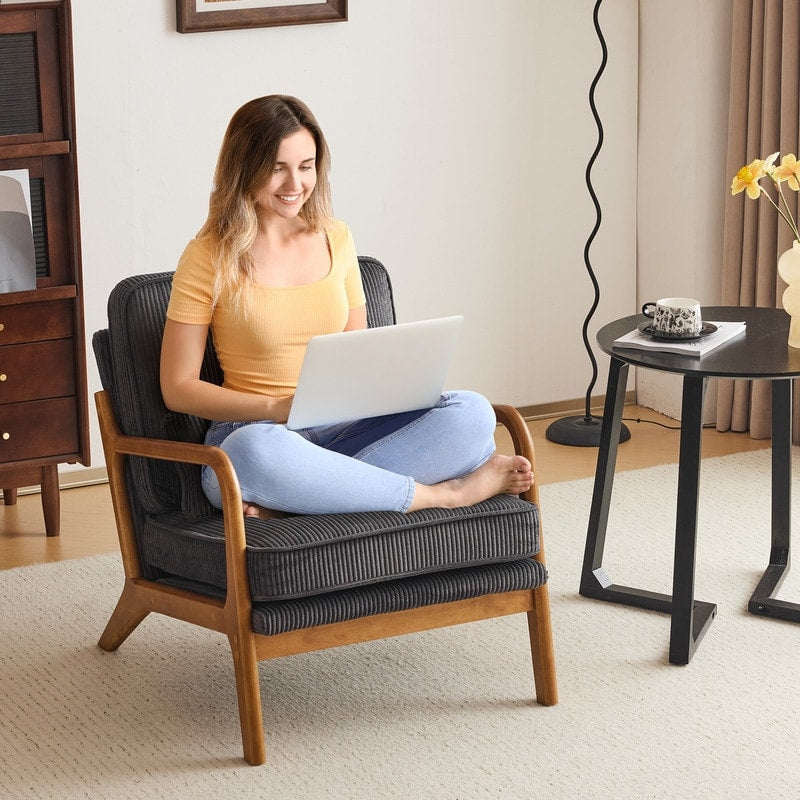 Chaise d'appoint rembourrée de style moderne du milieu du siècle