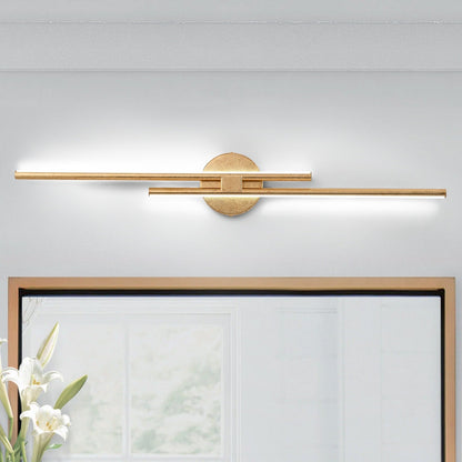 Applique murale linéaire minimaliste en métal à 2 lumières à LED et intensité variable