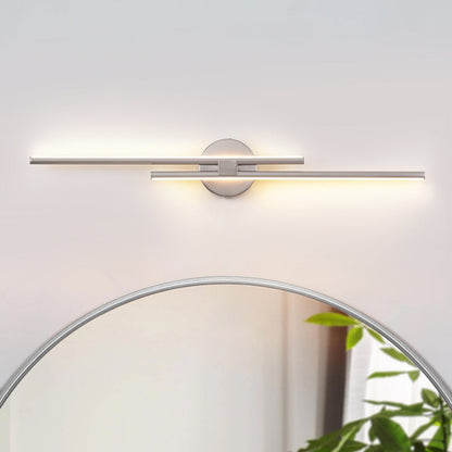 Applique murale linéaire minimaliste en métal à 2 lumières à LED et intensité variable
