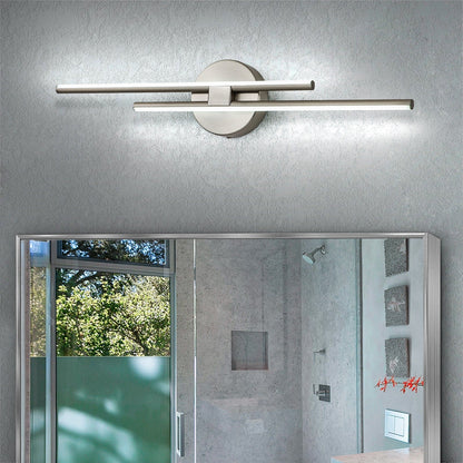 Applique murale linéaire minimaliste en métal à 2 lumières à LED et intensité variable