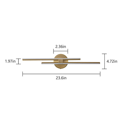 Applique murale linéaire minimaliste en métal à 2 lumières à LED et intensité variable