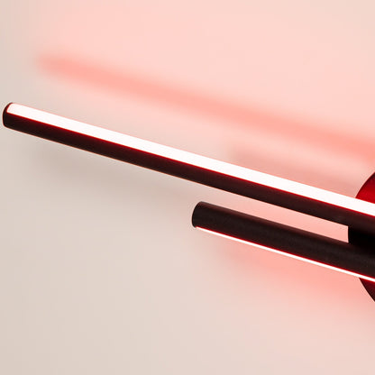 Applique murale linéaire minimaliste en métal à 2 lumières à LED et intensité variable