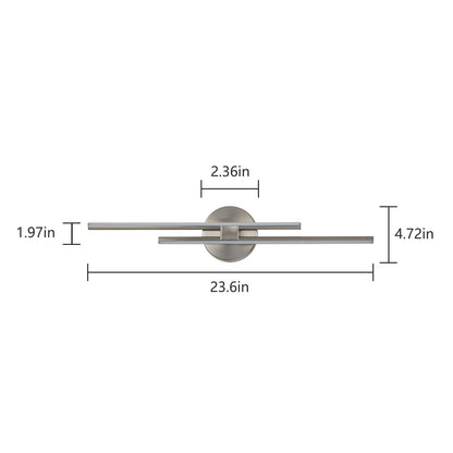 Applique murale linéaire minimaliste en métal à 2 lumières à LED et intensité variable