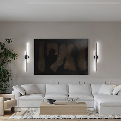 Applique murale linéaire minimaliste en métal à 2 lumières à LED et intensité variable