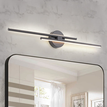 Applique murale linéaire minimaliste en métal à 2 lumières à LED et intensité variable