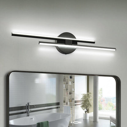 Applique murale linéaire minimaliste en métal à 2 lumières à LED et intensité variable