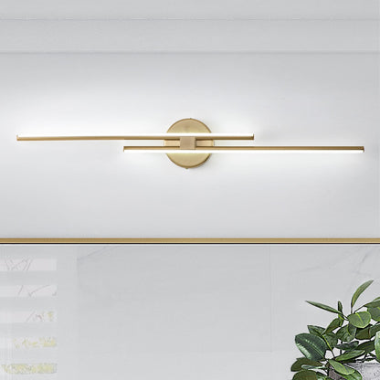 Applique murale linéaire minimaliste en métal à 2 lumières à LED et intensité variable