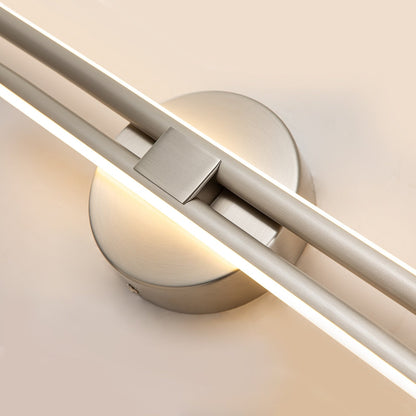 Applique murale linéaire minimaliste en métal à 2 lumières à LED et intensité variable