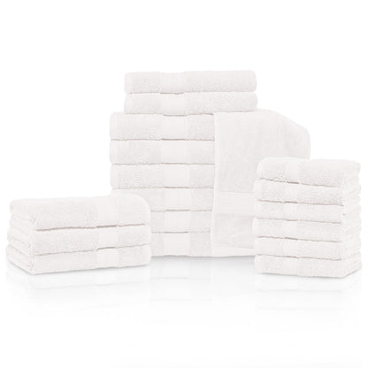 Ensemble de 18 serviettes de bain en rayonne de bambou et coton de qualité supérieure (6 serviettes de bain, 6 serviettes à main, 6 serviettes pour le visage)