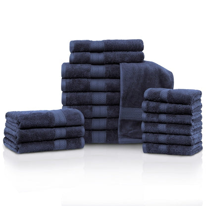 Ensemble de 18 serviettes de bain en rayonne de bambou et coton de qualité supérieure (6 serviettes de bain, 6 serviettes à main, 6 serviettes pour le visage)
