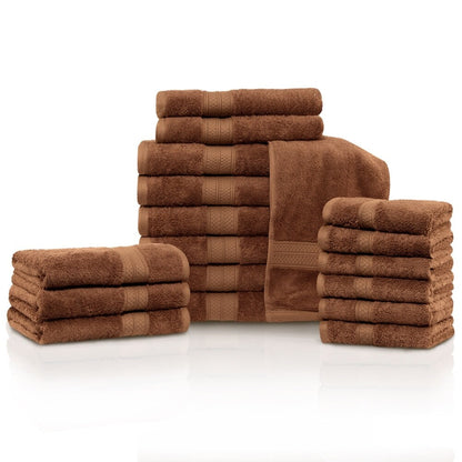 Ensemble de 18 serviettes de bain en rayonne de bambou et coton de qualité supérieure (6 serviettes de bain, 6 serviettes à main, 6 serviettes pour le visage)
