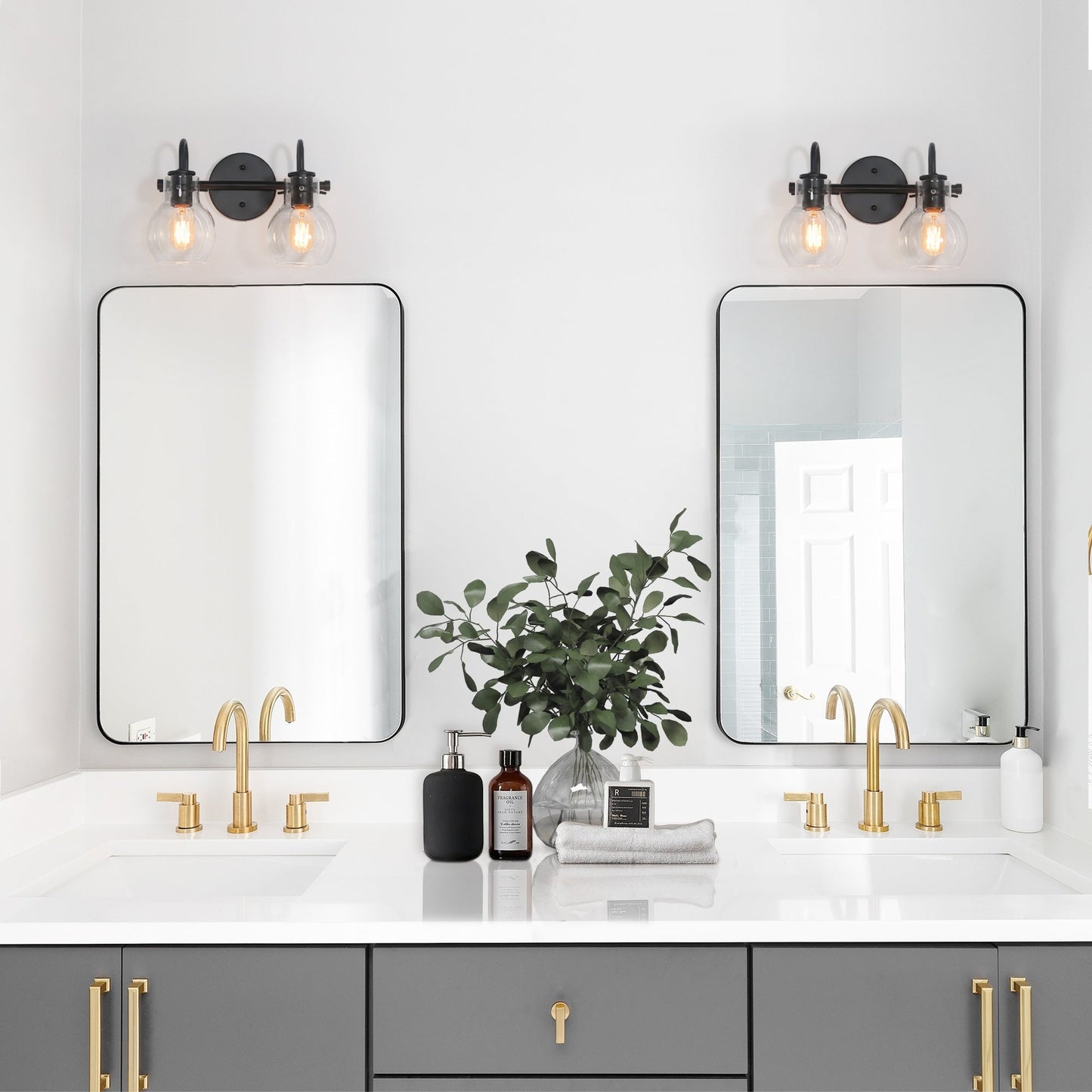 Applique murale moderne à 2, 3, 4 ou 5 lampes pour salle de bain, design minimaliste, en verre
